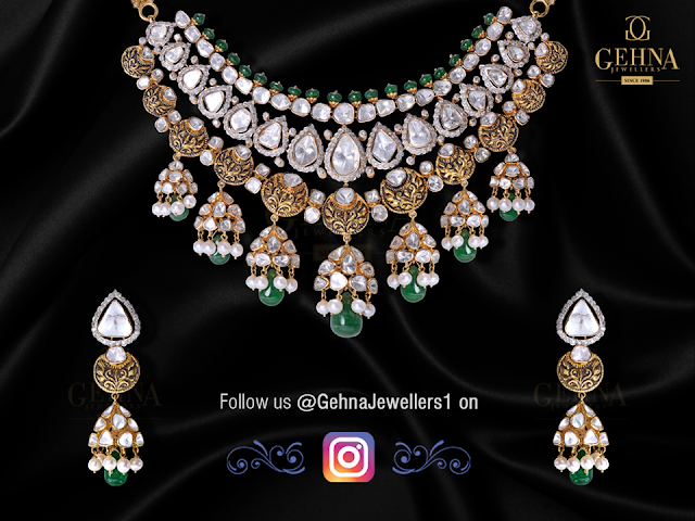 Polki Antique Necklace by Gehna Jewellers