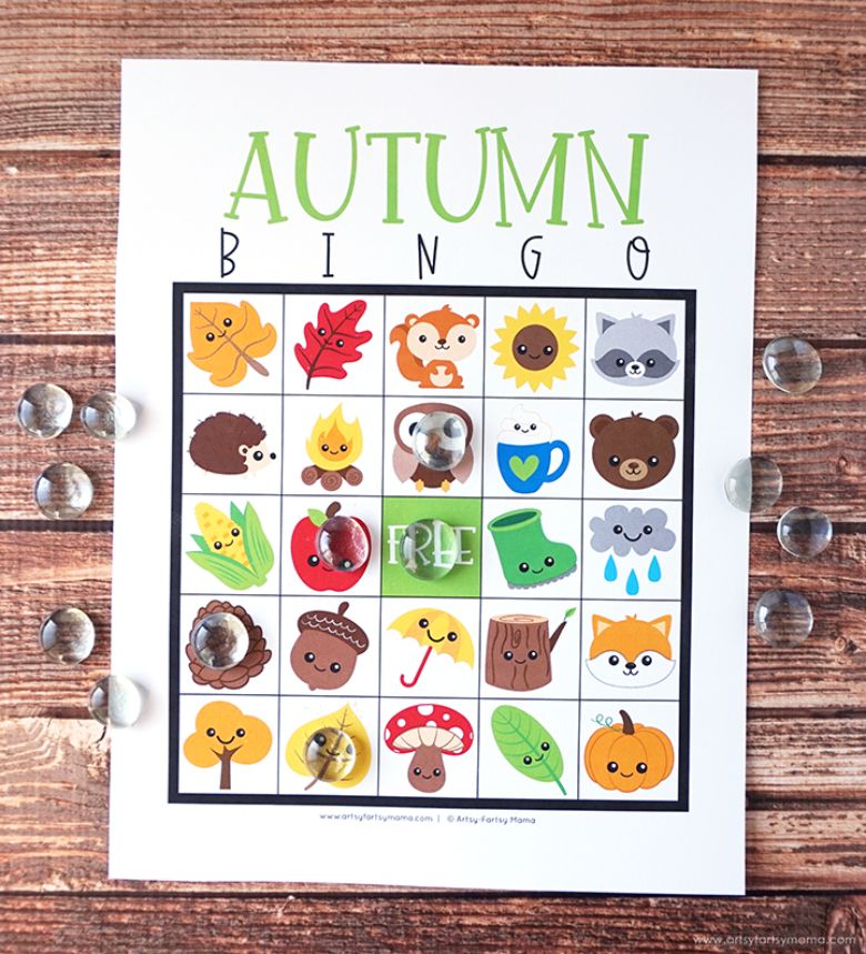 Autumn bingo activity for kids