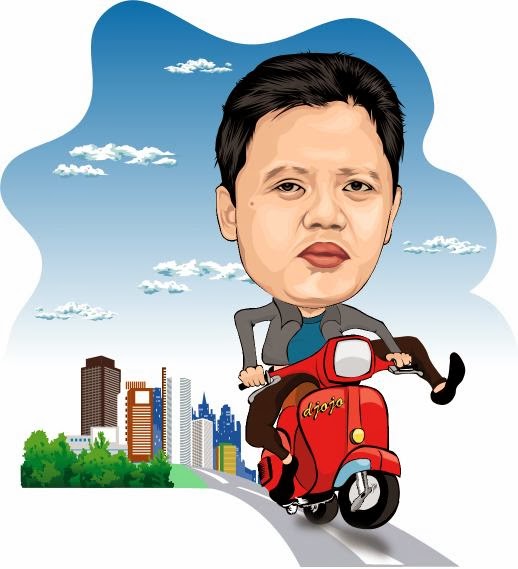 Karikatur lucu naik vespa ~ Banten Art Design