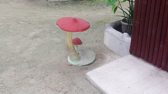 a mushroom shaped figurine path light at Wayang-wayang Beach Resort, Allen Northern Samar