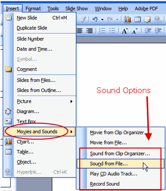 How to insurt movi or sound in a slide MS Power Point,