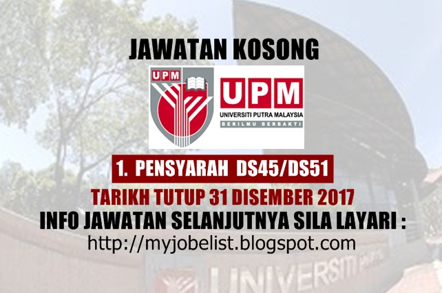 Jawatan Kosong di Universiti Putra Malaysia (UPM) - 31 ...