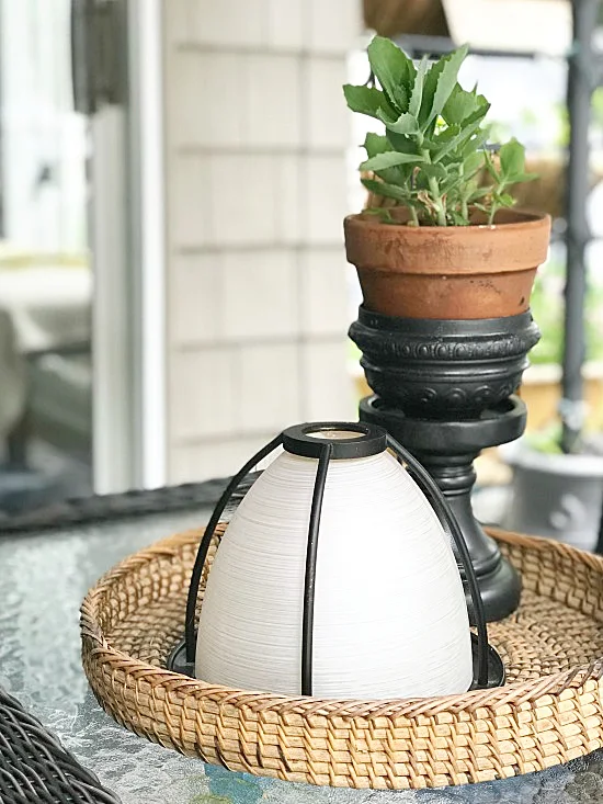 outdoor candle with planter