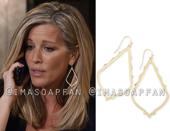 Carly Corinthos, Laura Wright, Gold Scalloped Open Drop Earrings, General Hospital, GH