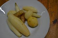 Peeled dahlia tubers