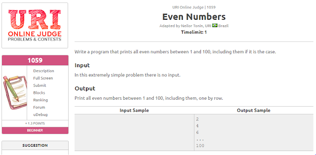 URI 1059 Even Numbers Solution in C++