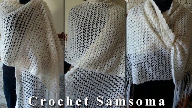 كروشيه شال . كروشيه كوفية . كروشيه سكارف  . كروشيه شال مستطيل .  .  crochet scarf .  Crochet shawl