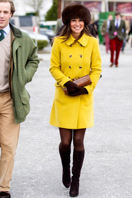 Pippa Middleton in bright yellow Katerine Hooker coat here's how to GET THE LOOK