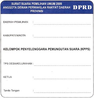 Stiker Warna Penanda Surat Suara DPRD Provinsi Pemilu 2009