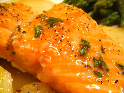 Roasted salmon with herb vinaigrette