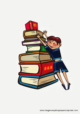  Niños con libros para imprimir
