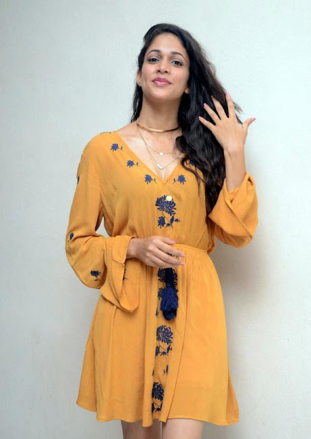 Lavanya Tripathi in Yellow Dress at Trailer Launch of her Upcoming Film Srirastu Subhamastu