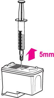 ยกส่วนของเข็มฉีดยาขึ้น 5 mm.