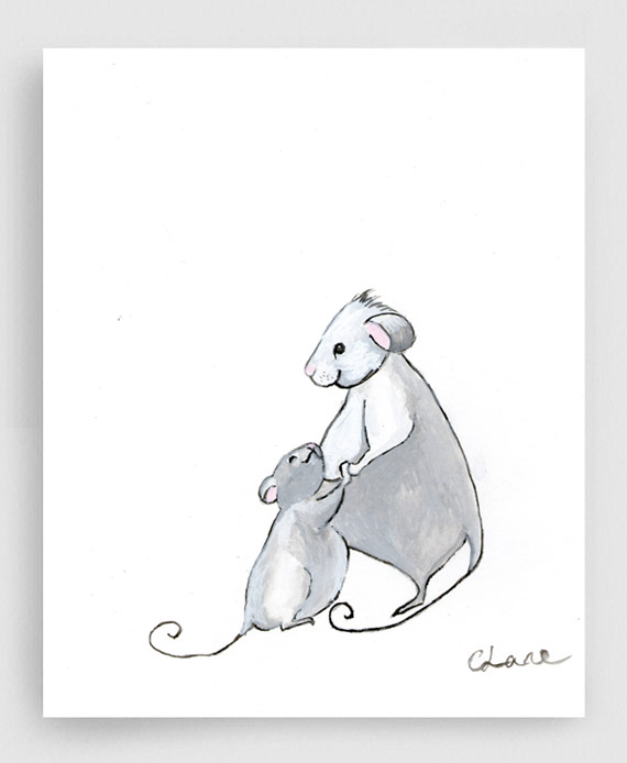 Love Mrs Plop Mother Child Mouse Illustration Nursery Art New Baby Greeting Cards