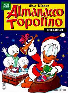 Almanacco Topolino 72 - Dicembre 1962 | ISSN 1123-878X | CBR 215 dpi | Mensile | Fumetti | Universo Disney
L'Almanacco Topolino iniziò ad essere pubblicato nel 1957 come continuazione degli Albi d'Oro, una rivista che proponeva, alternativamente, storie tratte dall'universo Disney e storie non-Disney.
Nei primi anni trenta, con il nome di Albi d'Oro, la testata Almanacco Topolino venne utilizzata per pubblicare albi speciali, stagionali o annuali come nella moda statunitense. Dall'ottobre del 1956 la testata ha affiancato e poi sostituito la serie degli Albi d'Oro, divenuto semplicemente una piccola dicitura in un quadratino in alto a sinistra.
Sull'Almanacco Topolino venivano preferibilmente pubblicati fumetti stranieri, principalmente a causa del suo formato più ampio che consentiva di pubblicare le storie tipicamente a quattro strisce dell'estero senza rimontarle o ridurle in dimensioni. Alcuni anni più tardi, nel gennaio del 1970, venne adottata una nuova numerazione, partendo dal 157, ovvero contando i numeri usciti dal gennaio 1957 in poi, che diventa così il primo numero ufficiale della serie. Fino al dicembre 1981, la rivista aveva la caratteristica di essere stampata alternando due pagine a colori e due in bianco e nero: dal mese seguente divenne invece interamente a colori.
Dal gennaio 1985 la rivista ha assunto un formato ridotto e ha cambiato il suo nome in Mega Almanacco e successivamente in Mega 2000 e in Mega 3000 (dal 2000). Nel corso degli anni novanta ha iniziato a presentare al pubblico anche storie danesi e brasiliane, oltre a quelle statunitensi e olandesi.
L'Almanacco Topolino è stato ripreso nel corso dell'aprile 1999 come trimestrale: presentava le ristampe delle più illustri storie mai pubblicate sulla prima serie. Si è conclusa con il numero 13 del marzo 2002.
Buona parte delle storie classiche apparse sulla prima serie della rivista sono ristampate sulla testata Le Imperdibili, che si avvale delle copertine di Marco Rota. Anche questa serie ha chiuso i battenti, con il numero 33 del settembre 2007.
La rivista ha avuto questi titoli:
- Albi d'Oro: inizia come settimanale, presentando anche storie non-Disney, quindi diventa mensile con storie solo Disney fino al dicembre 1956;
- Almanacco Topolino: dal gennaio 1957 fino al dicembre 1984;
- Mega Almanacco: partito con il numero 337, nel gennaio 1985;
- Mega 2000: partito dal numero 424, nell'aprile del 1992;
- Mega 3000: partito dal numero 521, nel maggio 2000;
- Mega: partito con il numero 596 ad agosto 2006, e terminato con il numero 613 a gennaio 2008.
Tutte queste serie sono da considerarsi un'unica collana in virtù della numerazione continua.