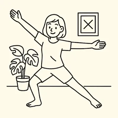 집에서 스트레칭하는 모습