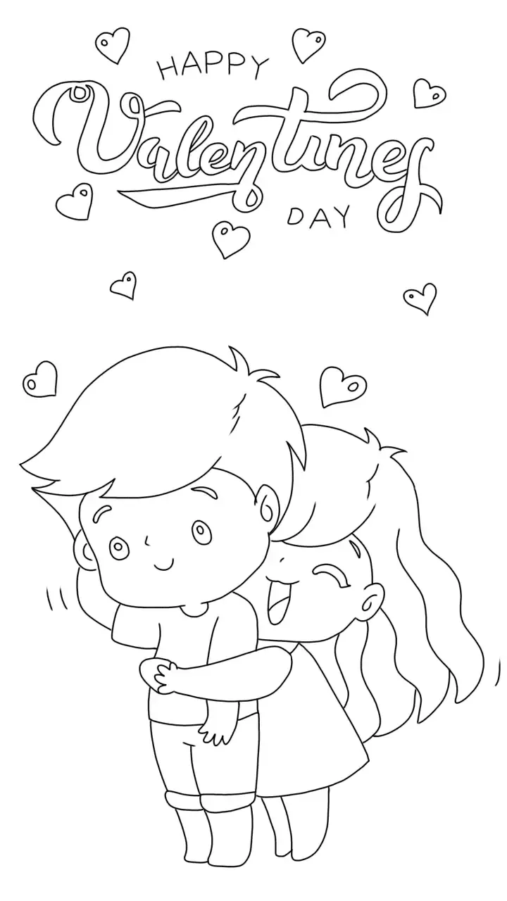 Kawaii Happy Valentines Coloring Pages