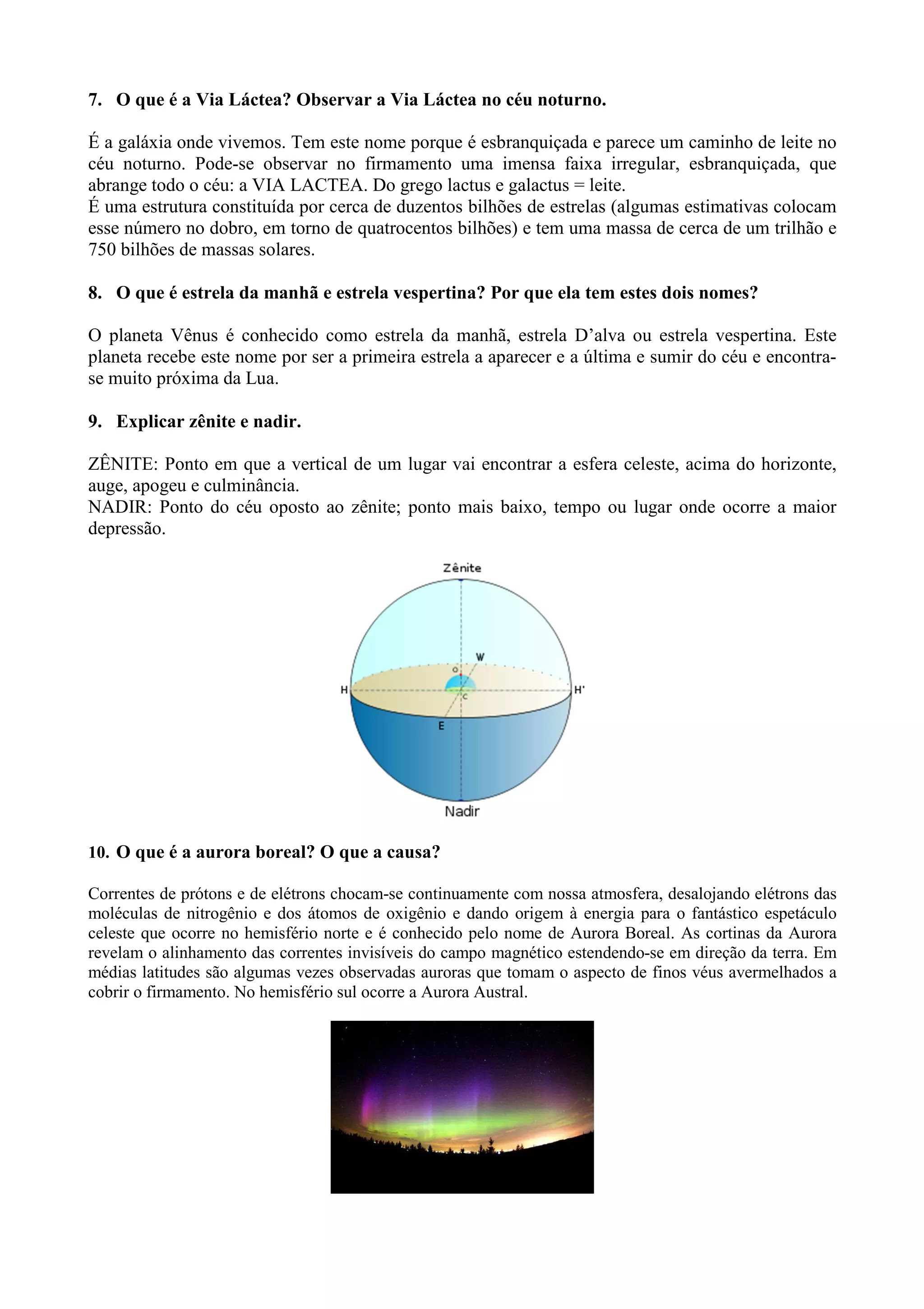 Perguntas sobre astronomia 9 ano