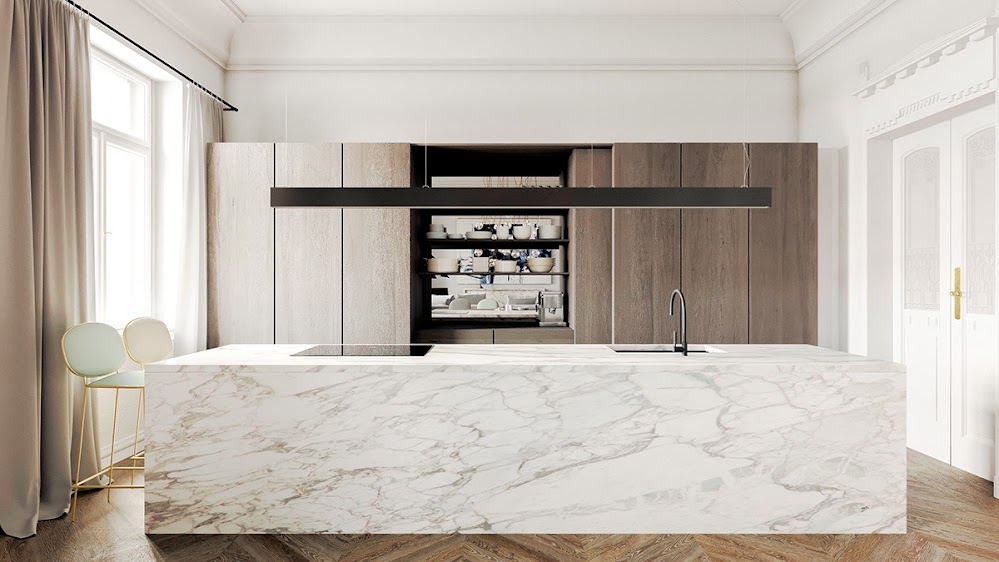 block-bench-wooden-floor-marble-kitchen