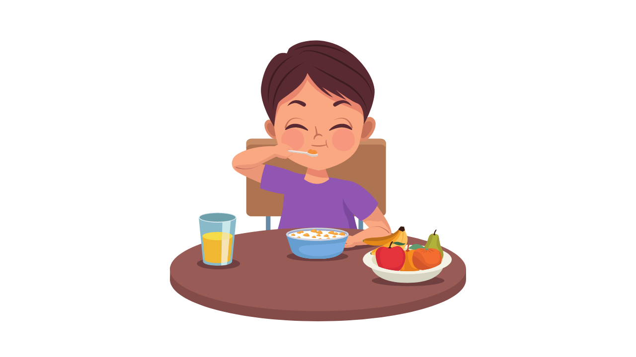 image of boy eating healthy breakfast
