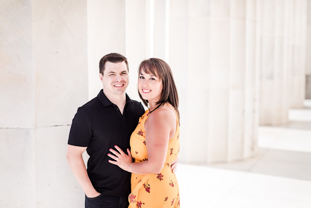 Summer Sunrise Engagement Session at the Lincoln Memorial photographed by Heather Ryan Photography