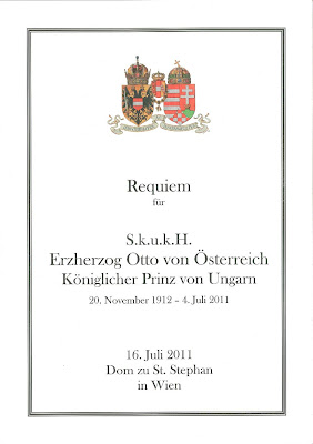 Requiem mass program for July 16th of 2011, Erzherzog Otto von Österreich