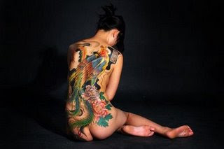 Phoenix art tattoo design on full sexy back body