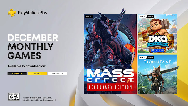 playstation plus biomutant divine knockout dko mass effect legendary edition ps4 ps5 sony interactive entertainment experiment 101 thq nordic red beard games hi rez studios bioware electronic arts december 2022