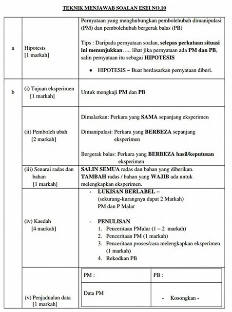 Teknik Menjawab Soalan Esei Sains SPM No 10