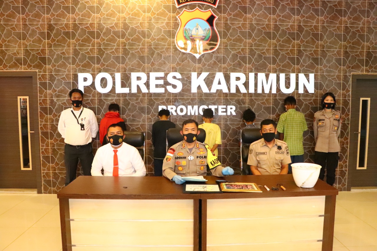 Polres Karimun Amankan Lima Orang Anak Dibawah Umur Yang Diduga Melakukan Pencurian dan Pengrusakan Didua Sekolah