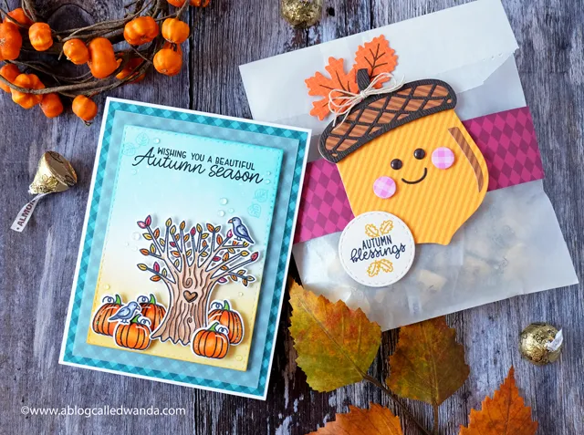 Sunny Studio Stamps: Happy Harvest Beautiful Autumn Nutty For You Dies Autumn Splendor Fall Themed Cards by Wanda Guess