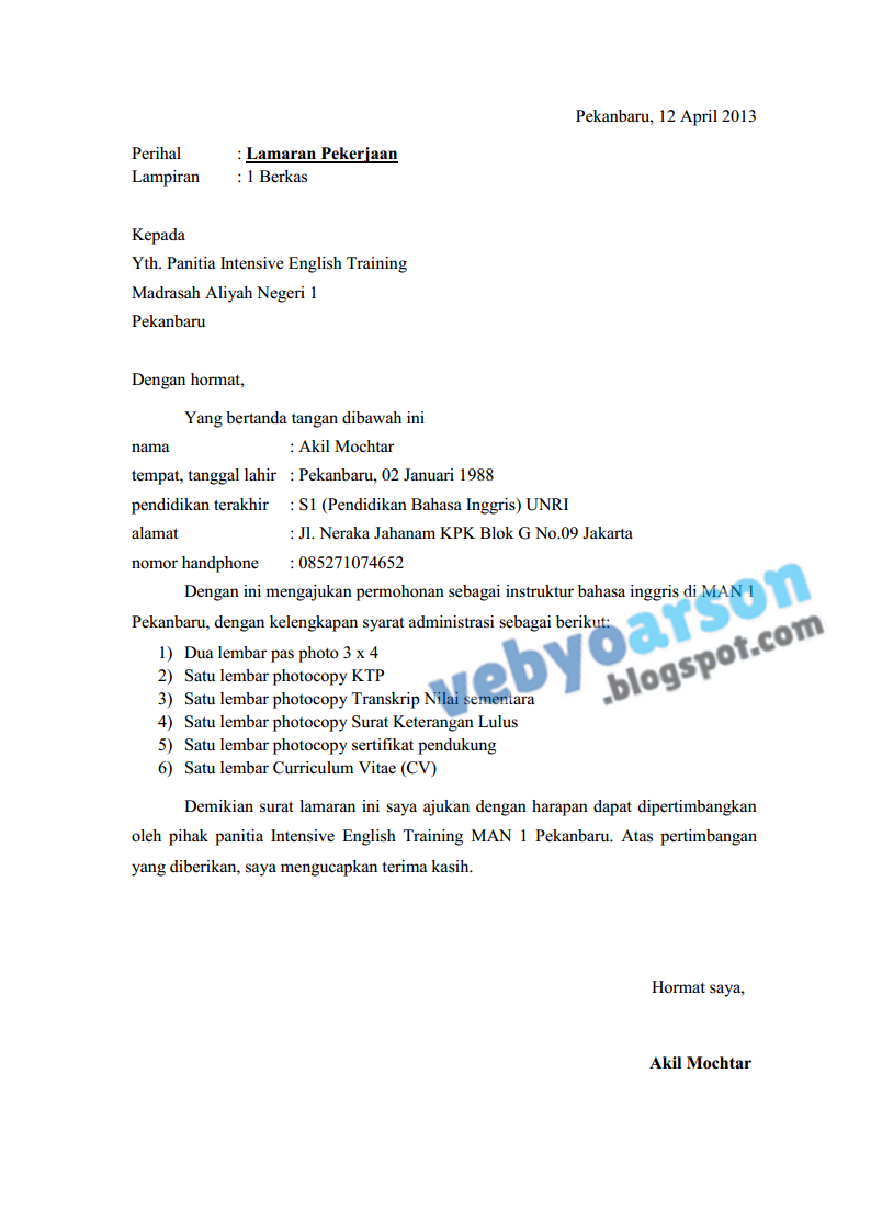 Informasi Lowongan Kerja SMK SMA Terbaru Contoh Surat 