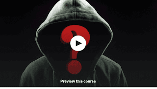 Shows black hoodie with instead of face showing red question mark appears for the face of the hacker in theory