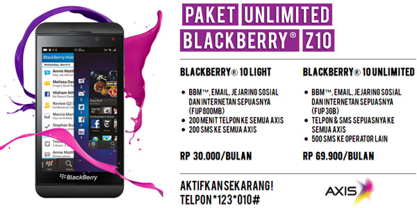 Paket Unlimited Blackberry 10 AXIS