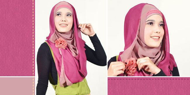 Cara Membuat Jilbab 2 Warna