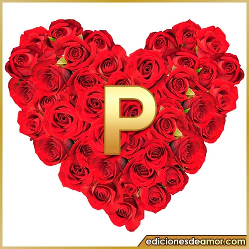 corazón de rosas con letra P