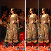 Celebrity with Grand patch and bears work designer Anarkali dress with grand .