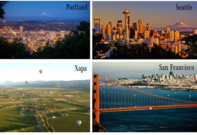 portland, seattle, san francisco, napa, california, west coast