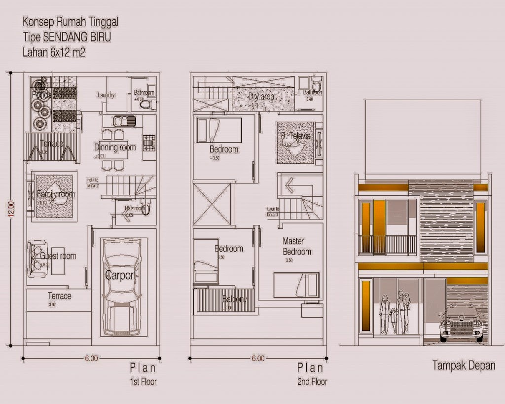Desain Rumah Minimalis 2 Lantai 6 X 12  Gambar Foto 