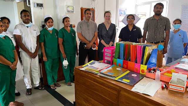 Navy Capt. (Dr.) Tamara Worlton (fourth from left), director of the Division of Global Surgery at USU, and  director of Surgical Operations at USU's CGHE, has been selected as a Fulbright Alumni Ambassador, one of the most prestigious international exchange programs in the world. Here, she is pictured presenting at the military medical school in Sri Lanka. [Photo courtesy of Navy Capt. (Dr.) Tamara Worlton]