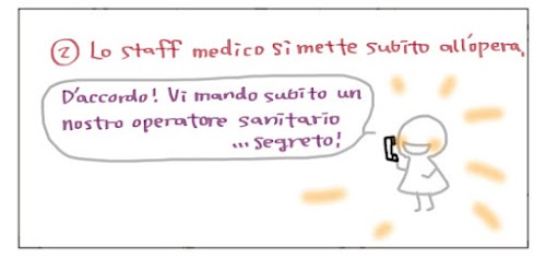 Lo staff medico si mette subito all’opera. D’accordo! Vi mando subito un nostro operatore sanitario… segreto!