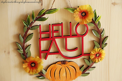 Completed hello fall sign being displayed