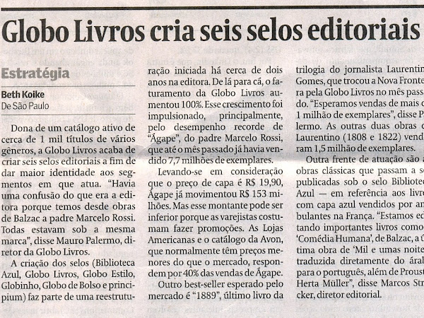 Globo Livros cria seis selos editoriais