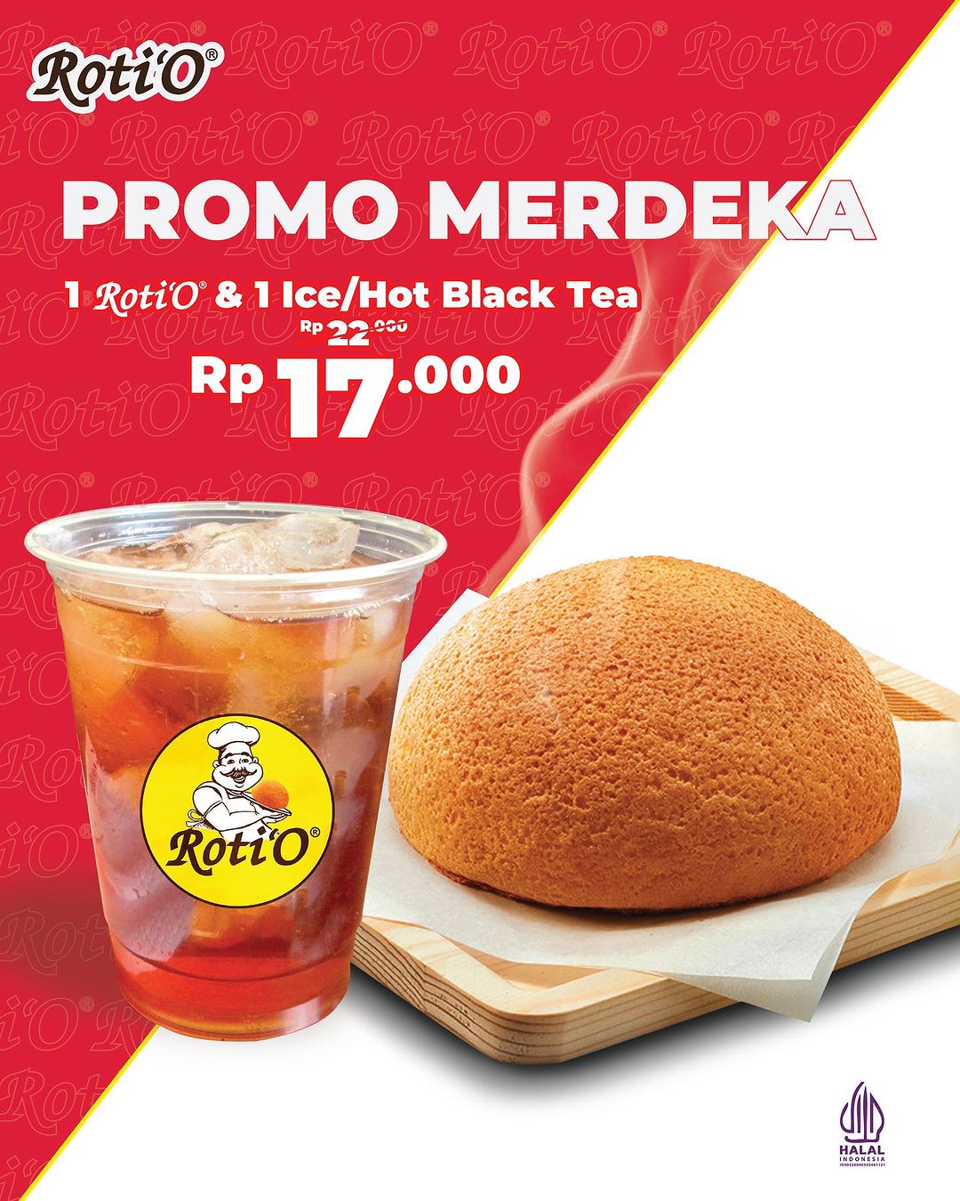 Promo ROTI’O SPESIAL MERDEKA! Paket 1 ROTI O + 1 BLACK TEA Rp 17.000 atau 7 ROTIO Cuma Rp 78.000