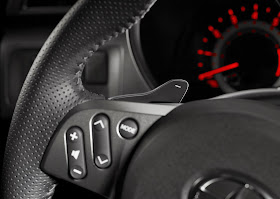 Steering wheel detail of 2015 Scion tC