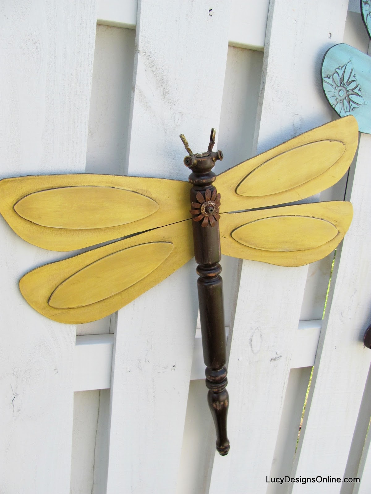 hand made yellow dragonfly