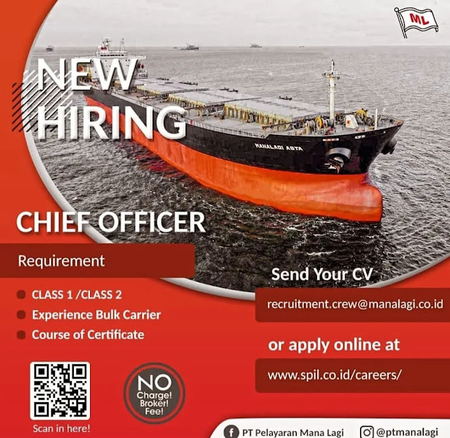 Loker Terbaru Bulan Oktober Chief Officer Kapal Curah 2023