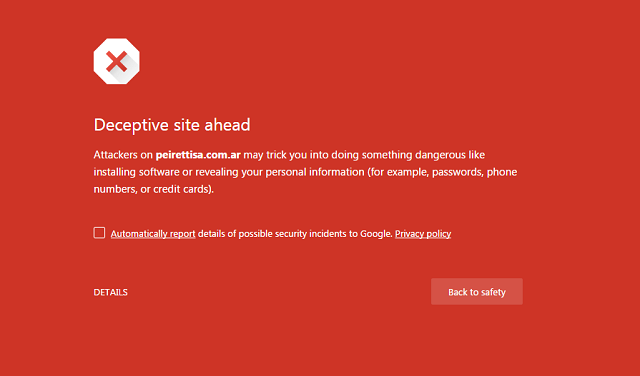 Google Safe Browsing says this is a deceptive site