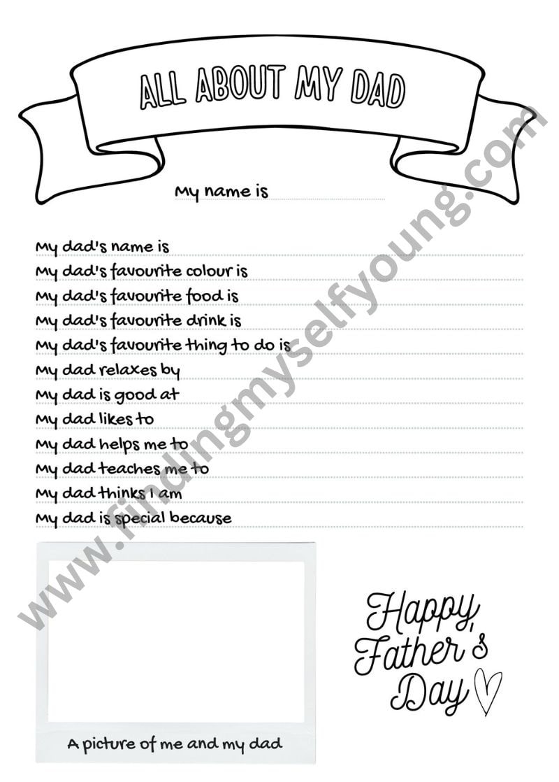 all about my dad free printable