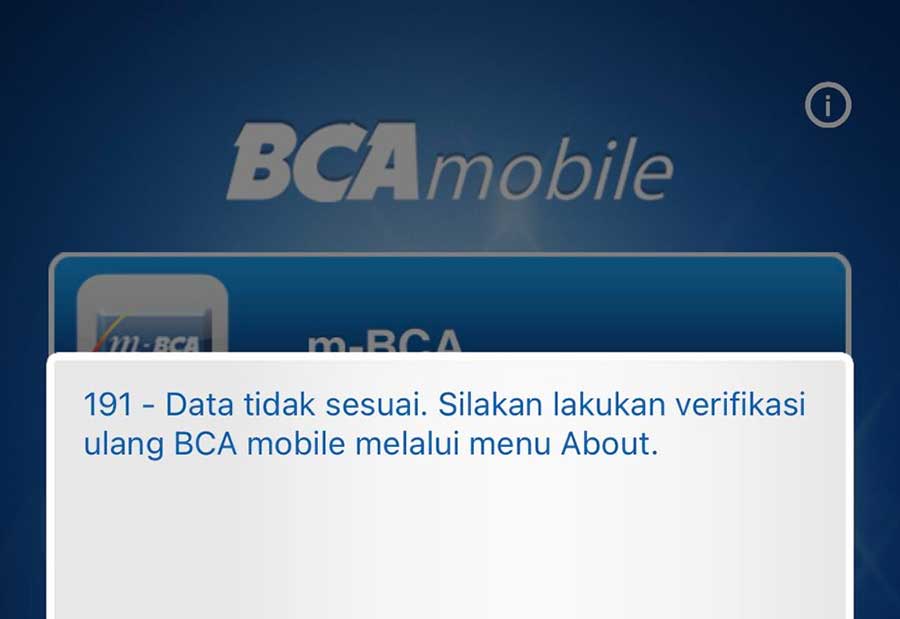 Penyebab Muncul 191 Data Tidak Sesuai di BCA Mobile